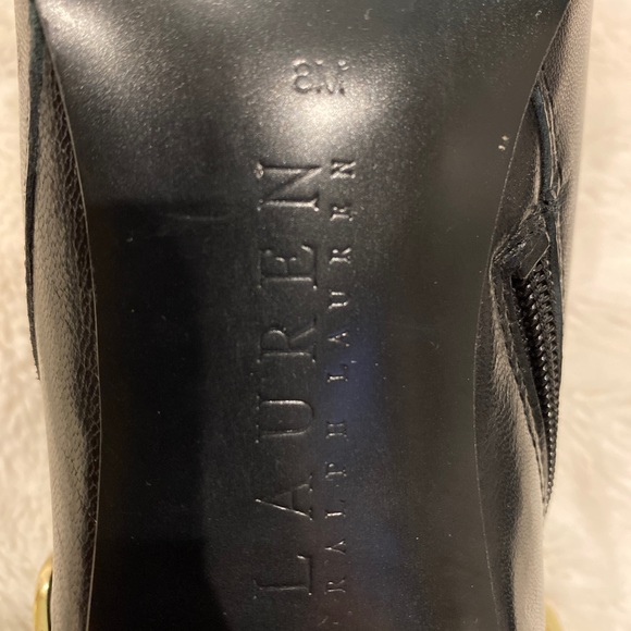 Lauren Ralph Lauren Ahava Black Leather Pointy Shoe Booties Ankle Boots Sz 8 VGC - Picture 11 of 12